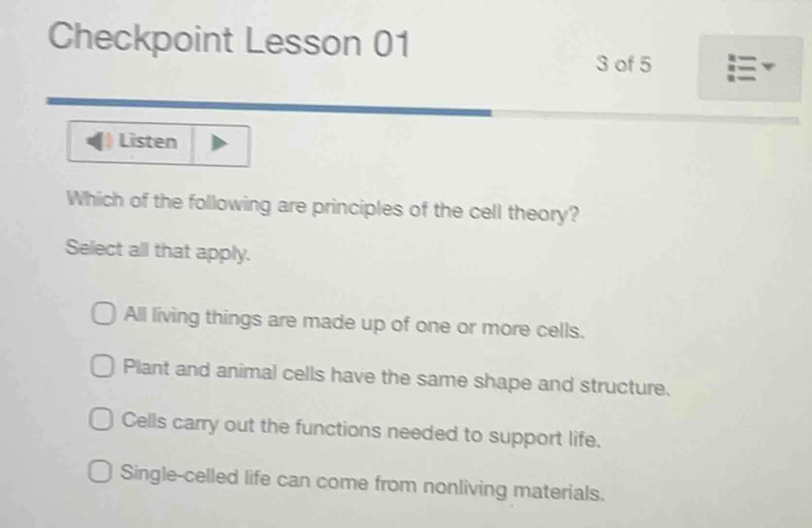 checkpoint lesson 01 3 of 5 listen which of the following are principle…