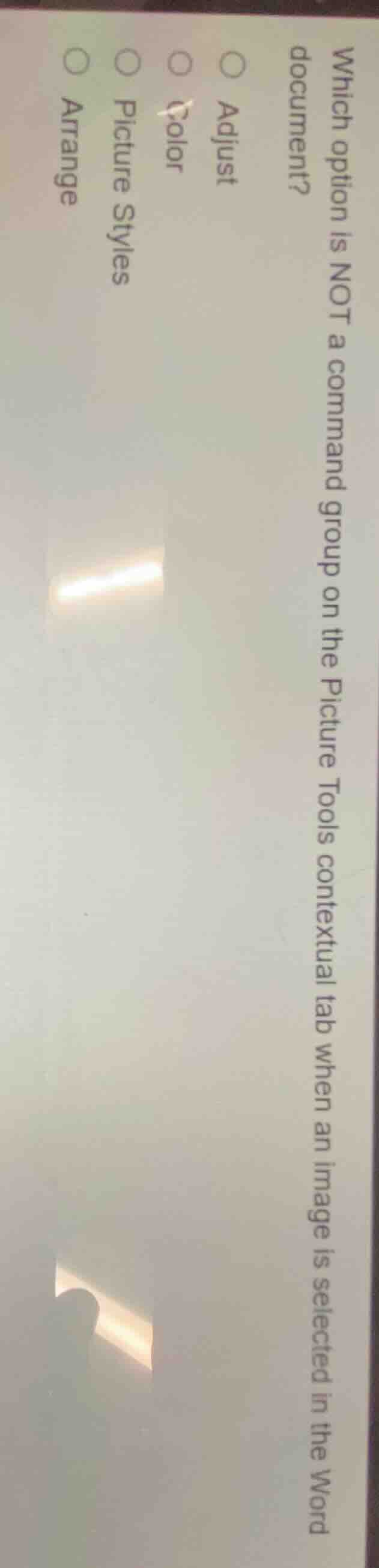 which option is not a command group on the picture tools contextual tab…