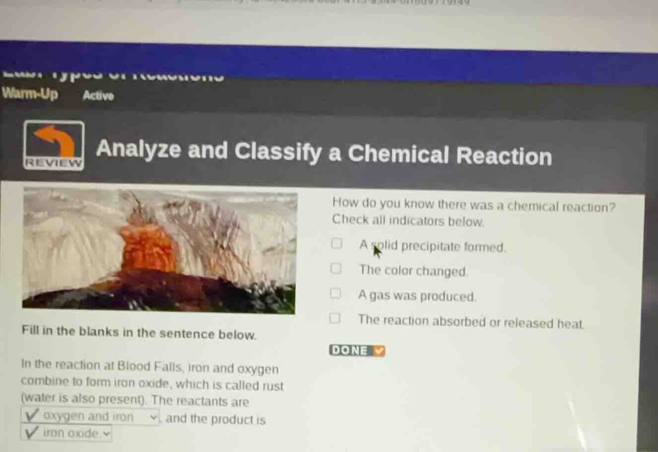 warm-up active review analyze and classify a chemical reaction how do y…