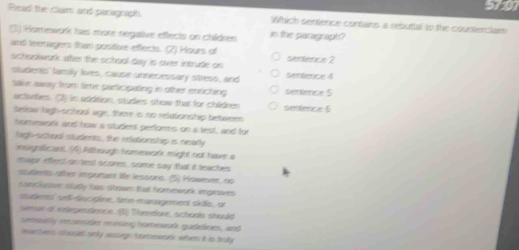 read the claim and paragraph. (1) homework has more negative effects on…