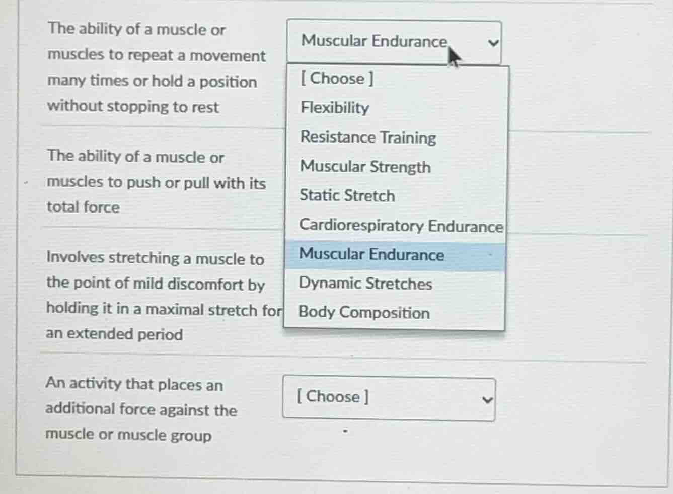 the ability of a muscle or muscles to repeat a movement many times or h…