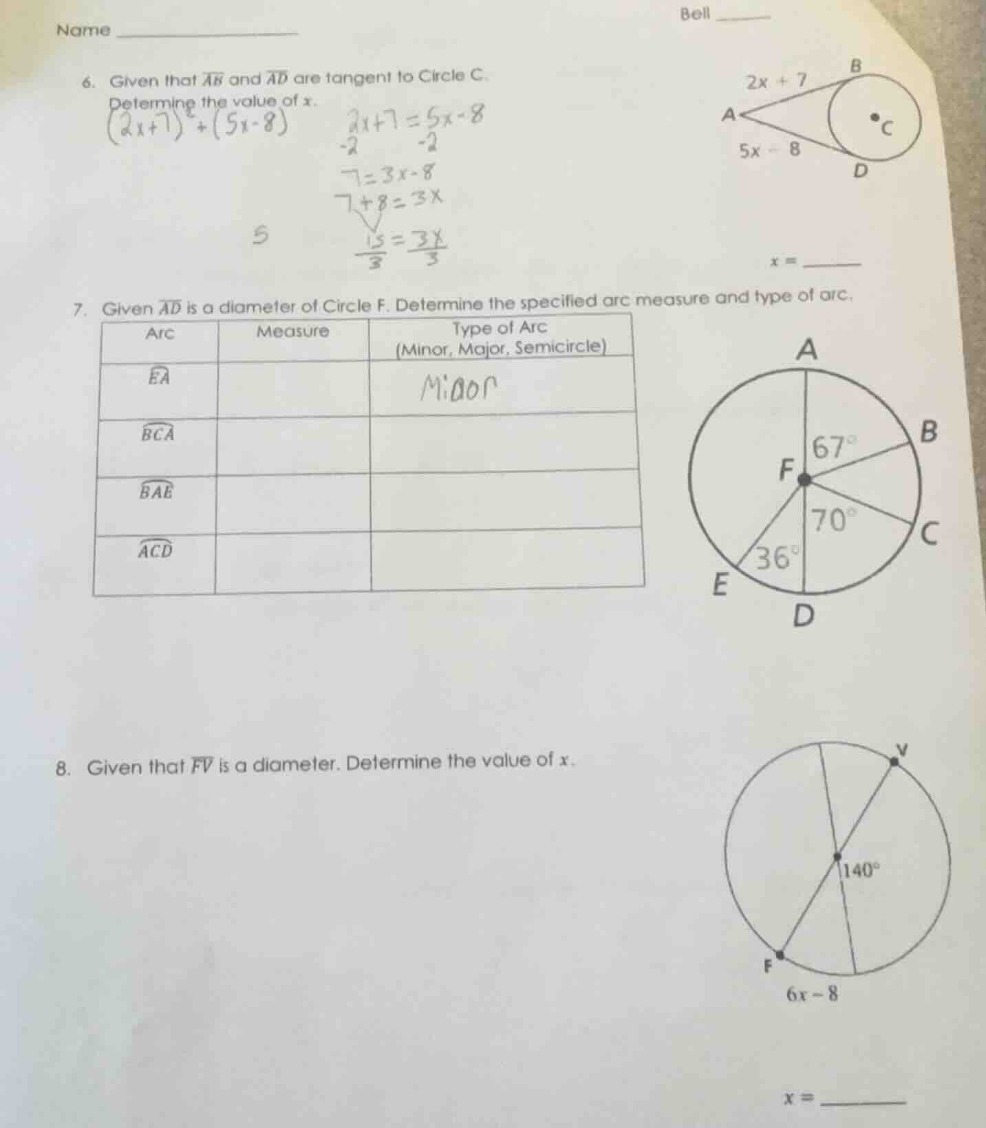 name _______bell _______6. given that $overline{ab}$ and $overline{ad}$…