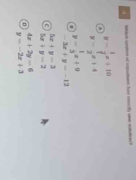 4. which system of equations has exactly one solution? a) $y=\\frac{1}{…