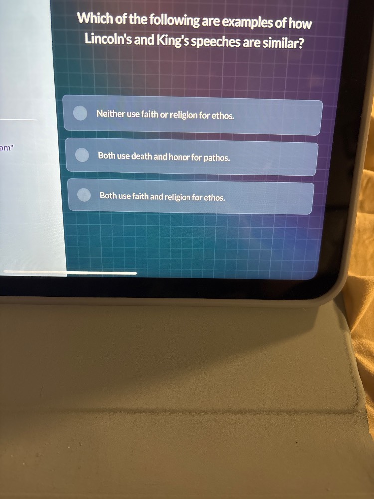 which of the following are examples of how lincolns and kings speeches …