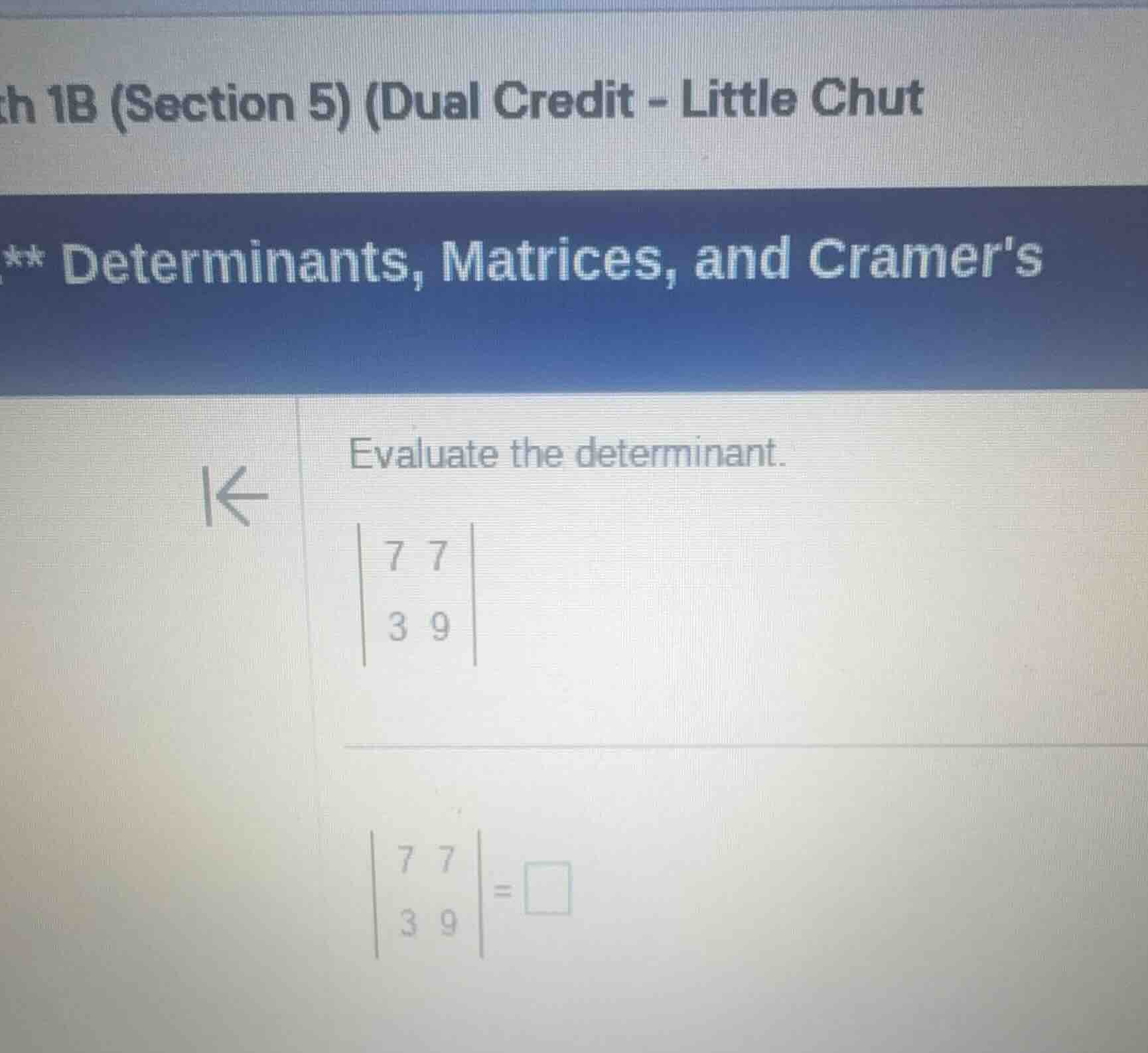 th 1b (section 5) (dual credit - little chut ** determinants, matrices,…