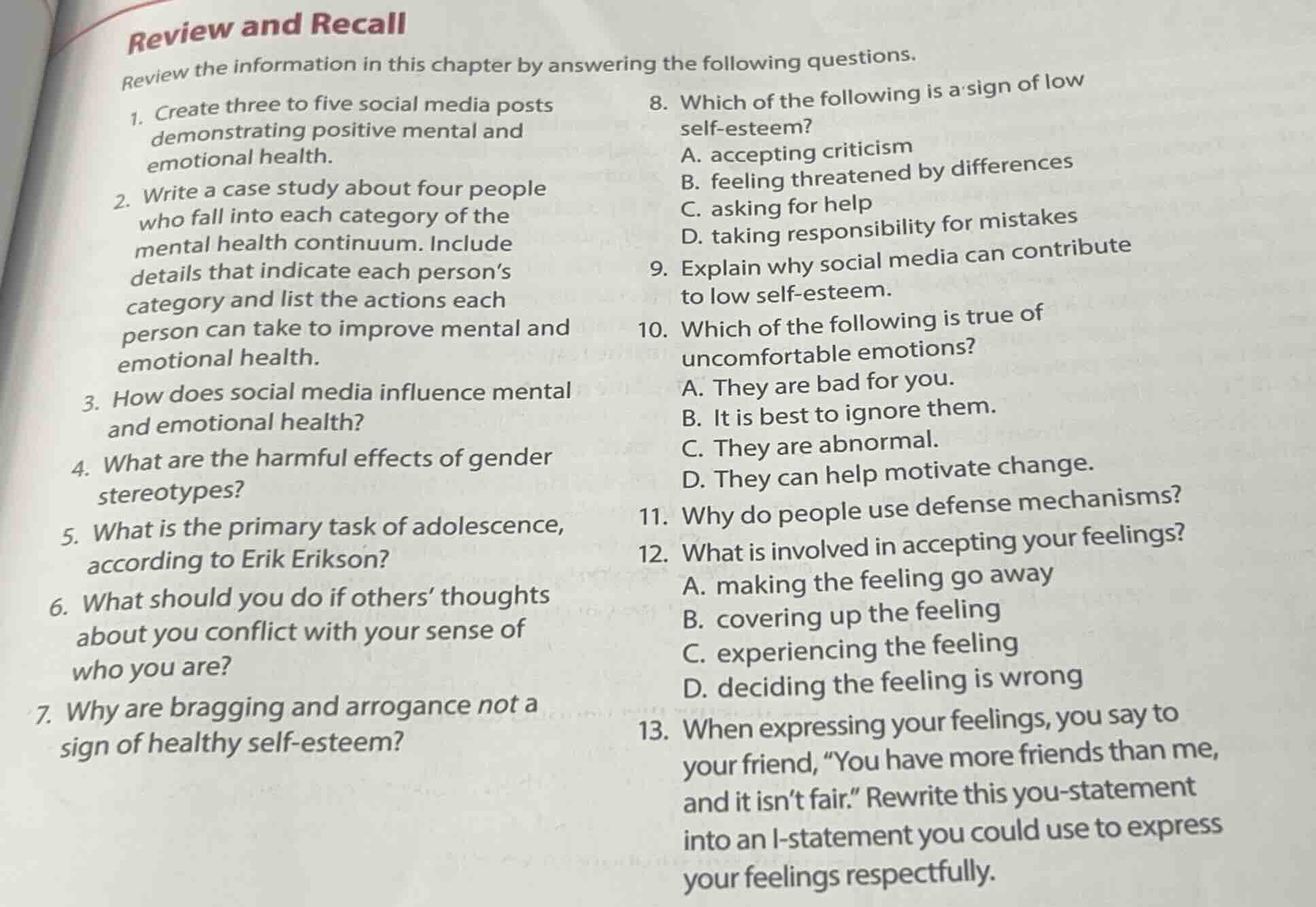 review and recall review the information in this chapter by answering t…