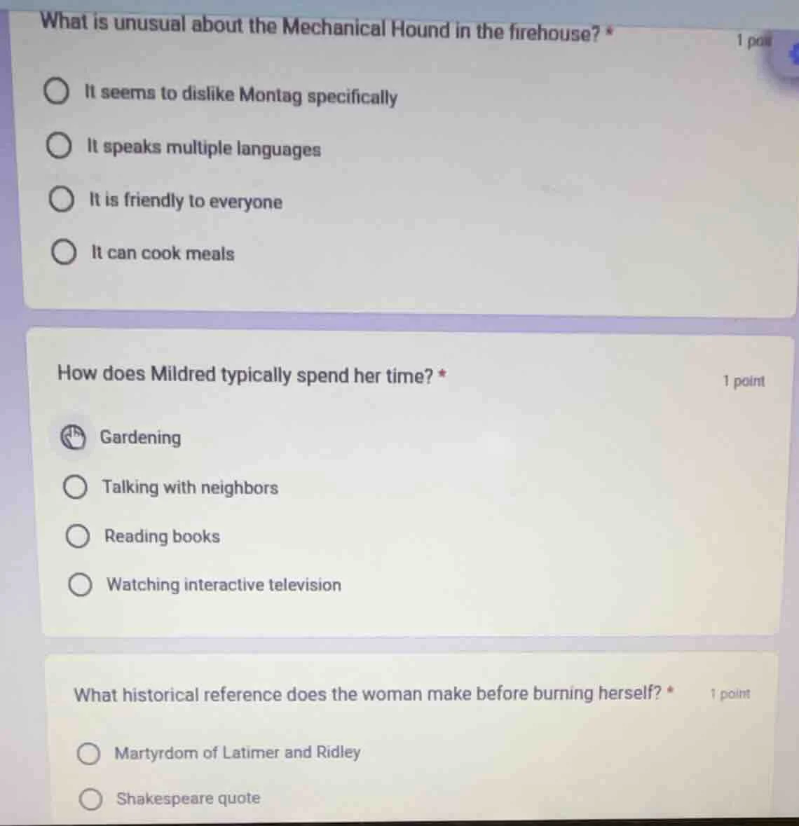 what is unusual about the mechanical hound in the firehouse? *1 pointit…