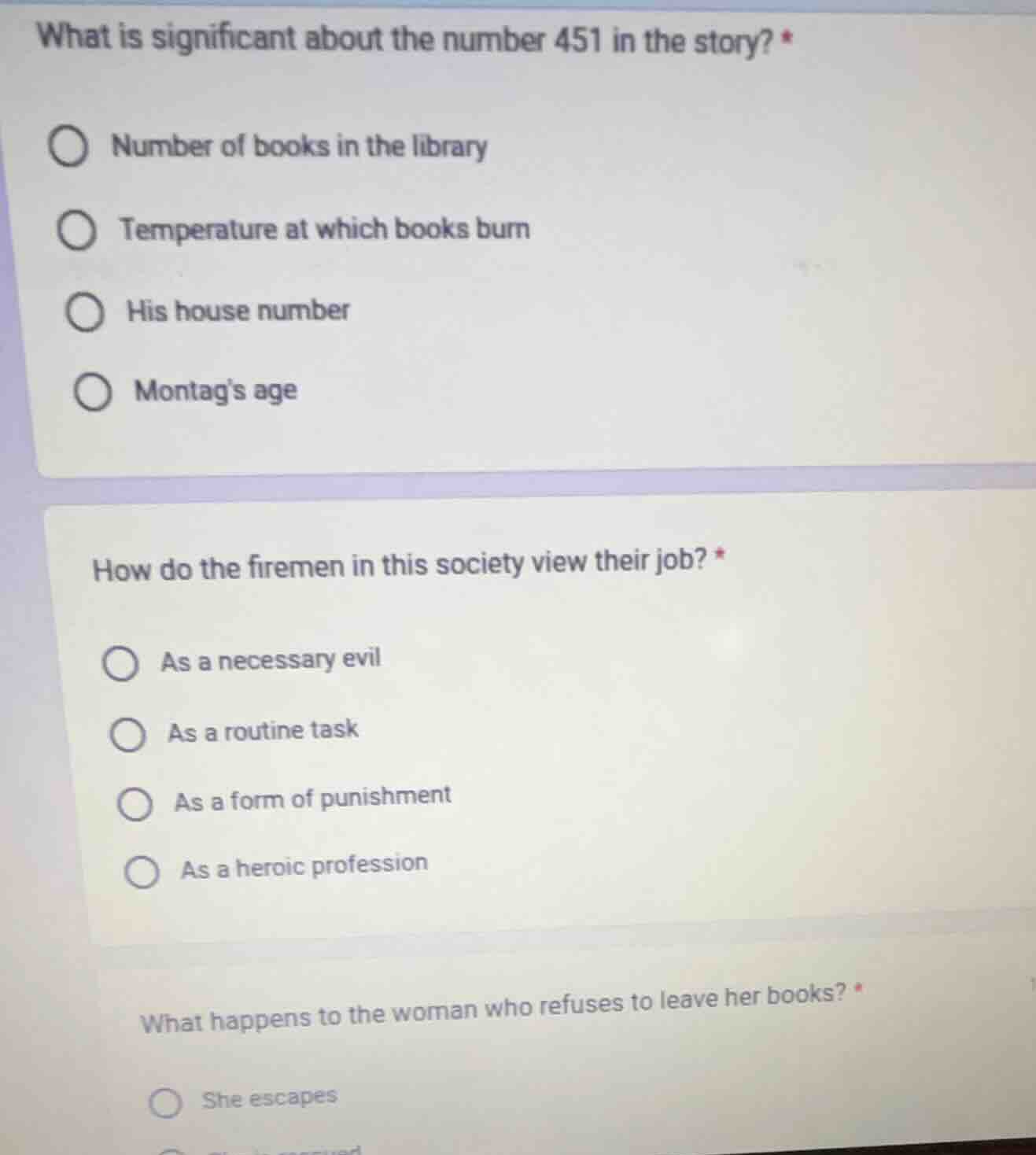 what is significant about the number 451 in the story? *○ number of boo…