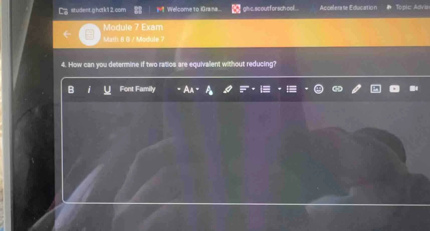 module 7 exam math 8 b / module 7 4. how can you determine if two ratio…