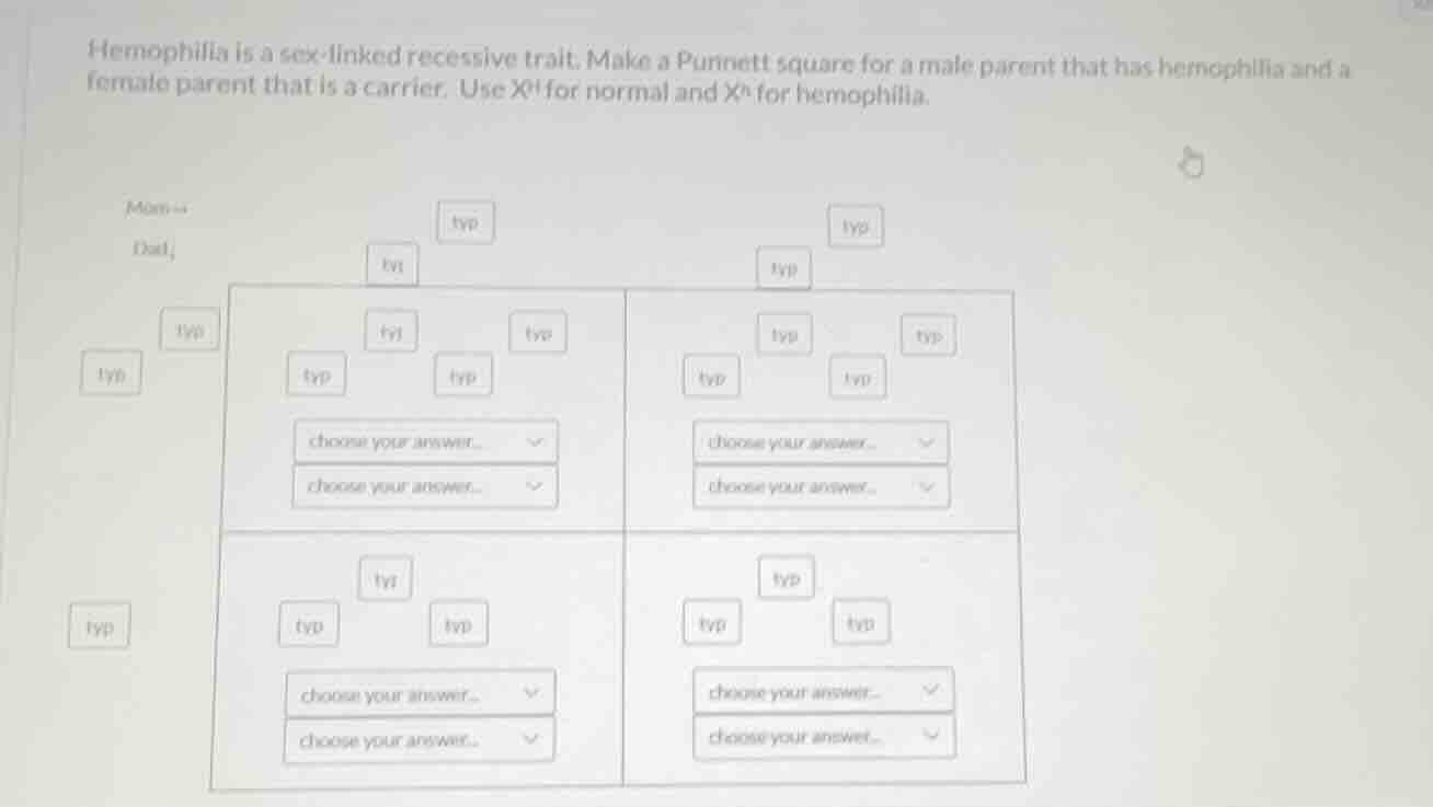 hemophilia is a sex-linked recessive trait. make a punnett square for a…