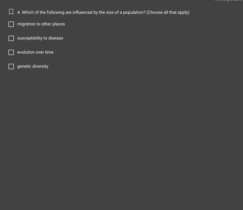 4. which of the following are influenced by the size of a population? (…