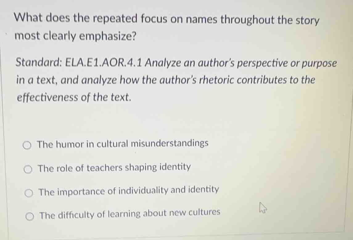 what does the repeated focus on names throughout the story most clearly…