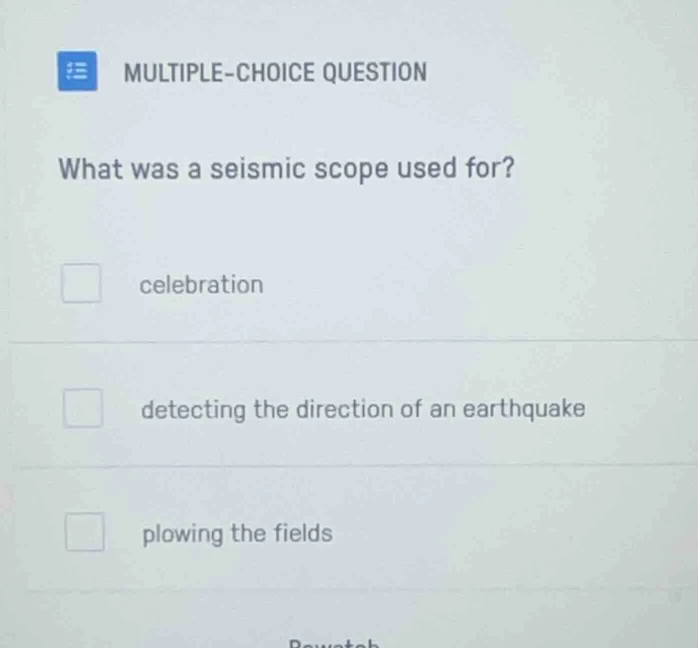 multiple-choice question what was a seismic scope used for? celebration…