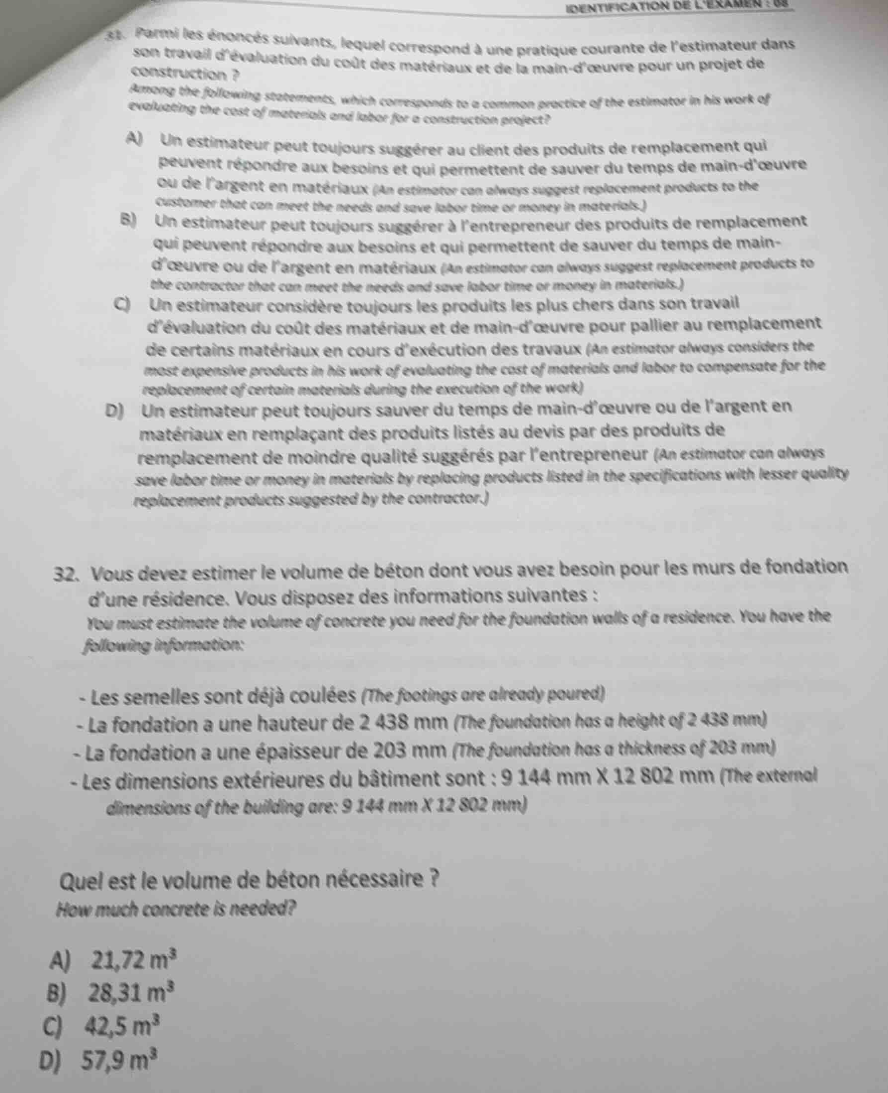 identification de lexamen : 0831. parmi les énoncés suivants, lequel co…
