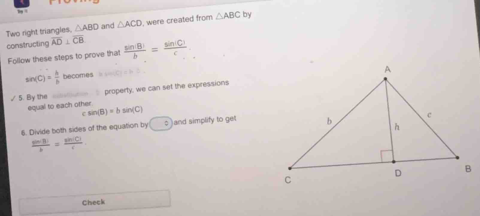 two right triangles, $\\triangle abd$ and $\\triangle acd$, were create…