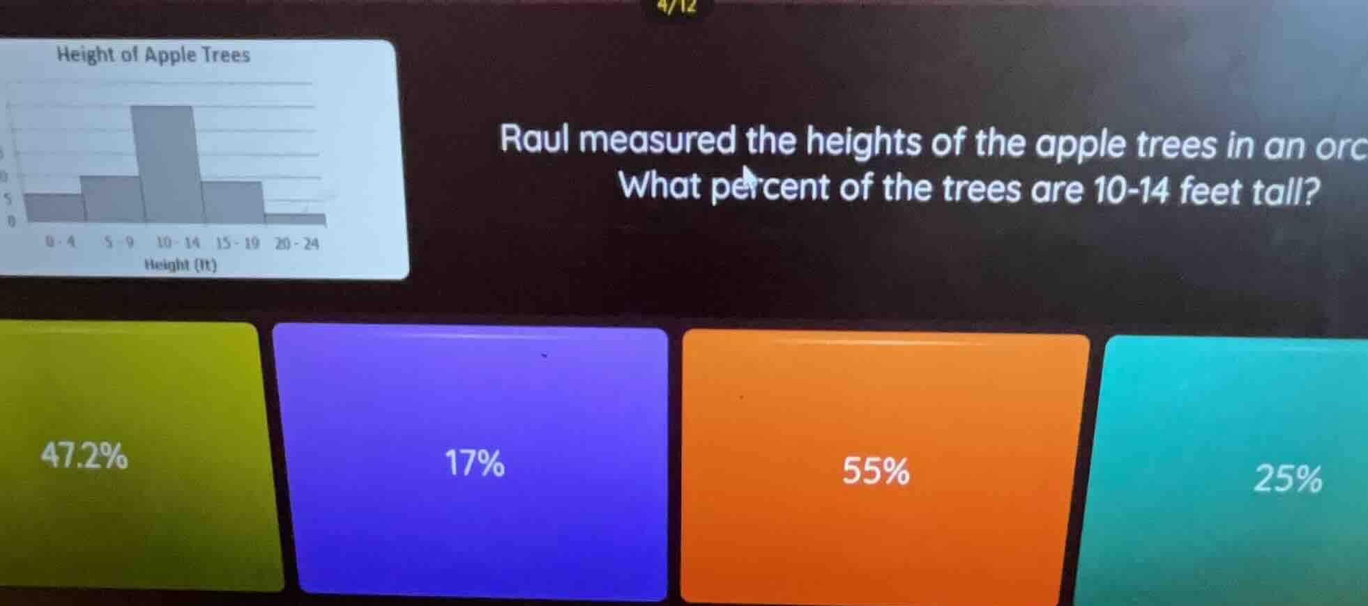 height of apple trees raul measured the heights of the apple trees in a…