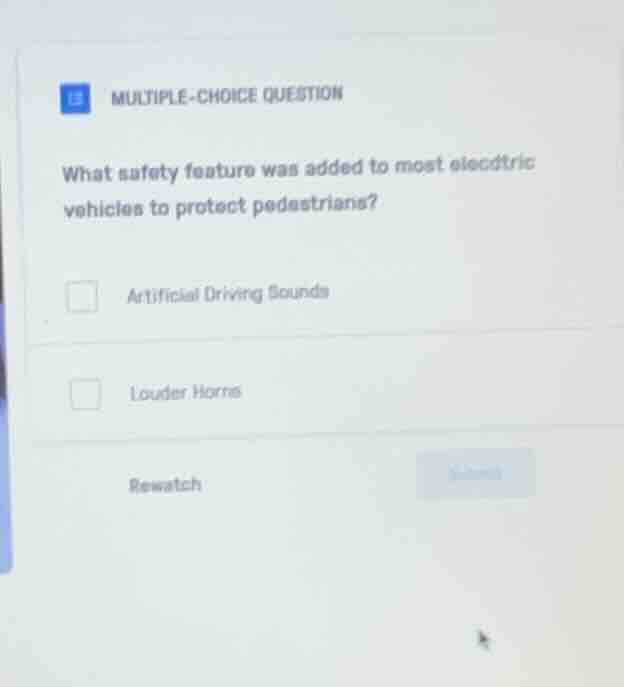 multiple-choice question what safety feature was added to most electric…