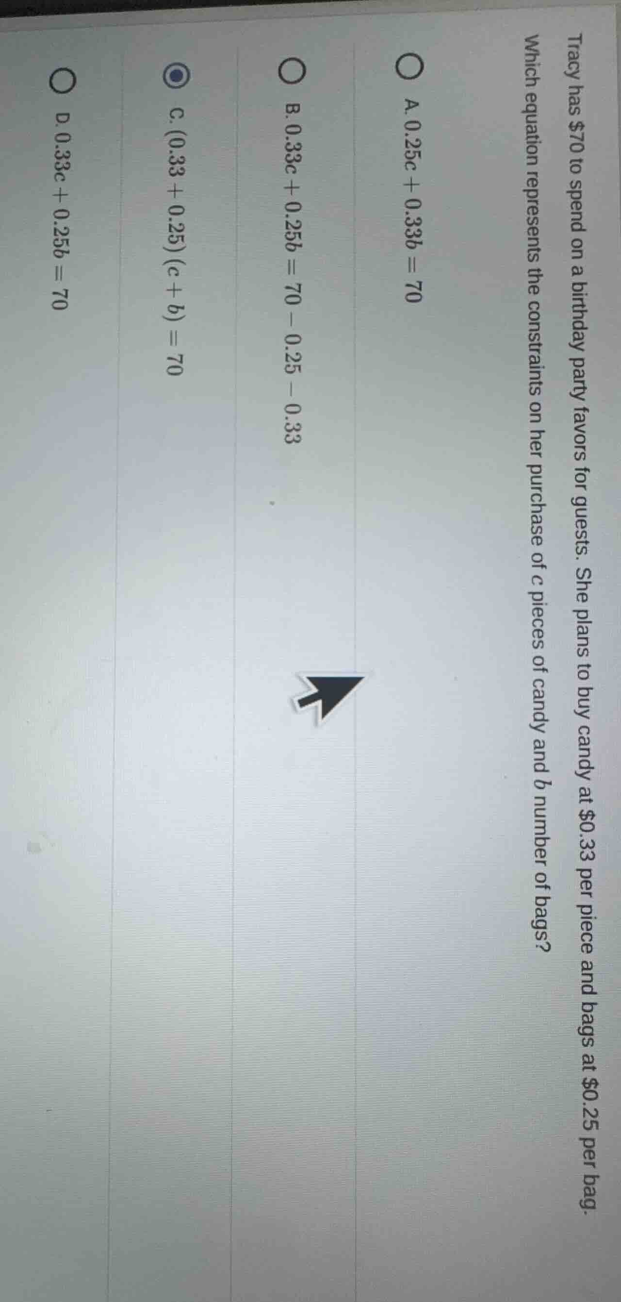 tracy has $70 to spend on a birthday party favors for guests. she plans…