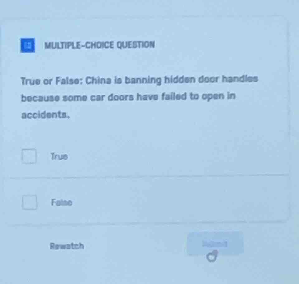 multiple-choice question true or false: china is banning hidden door ha…