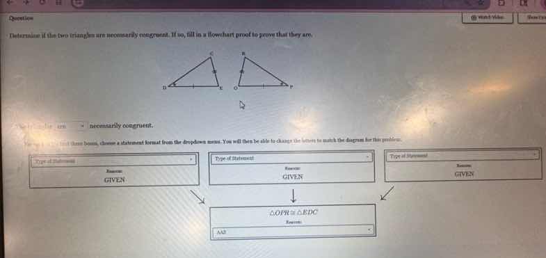 question determine if the two triangles are necessarily congruent. if s…