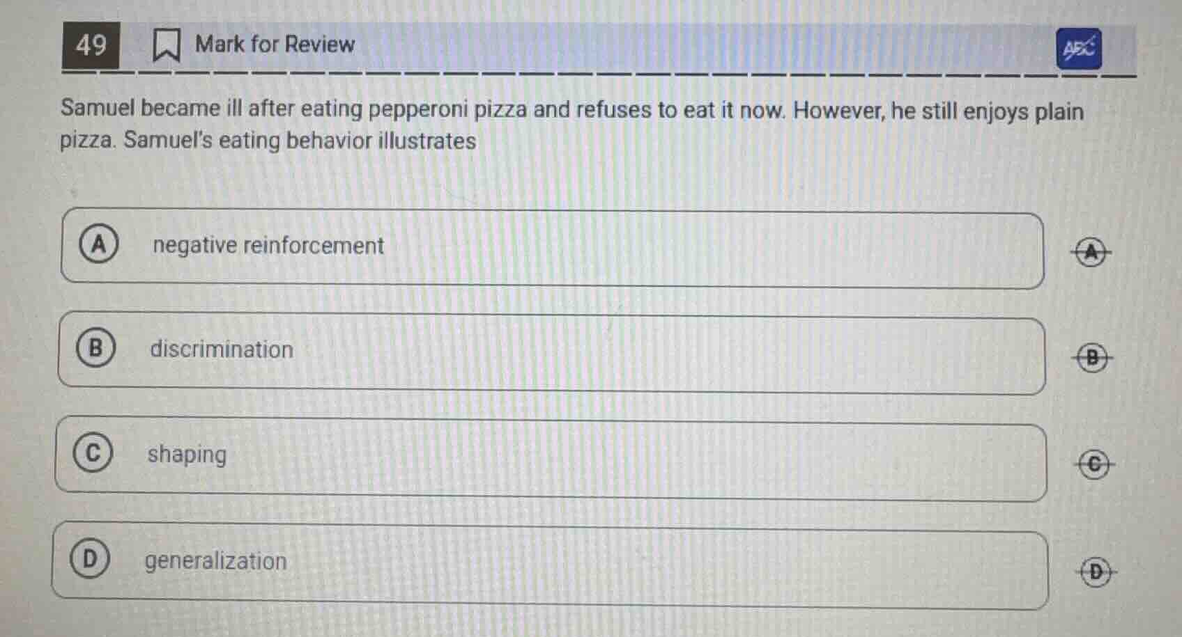 49 mark for review samuel became ill after eating pepperoni pizza and r…