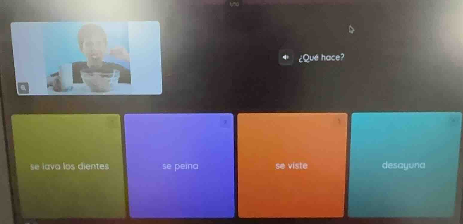 ¿qué hace? se lava los dientes se peina se viste desayuna