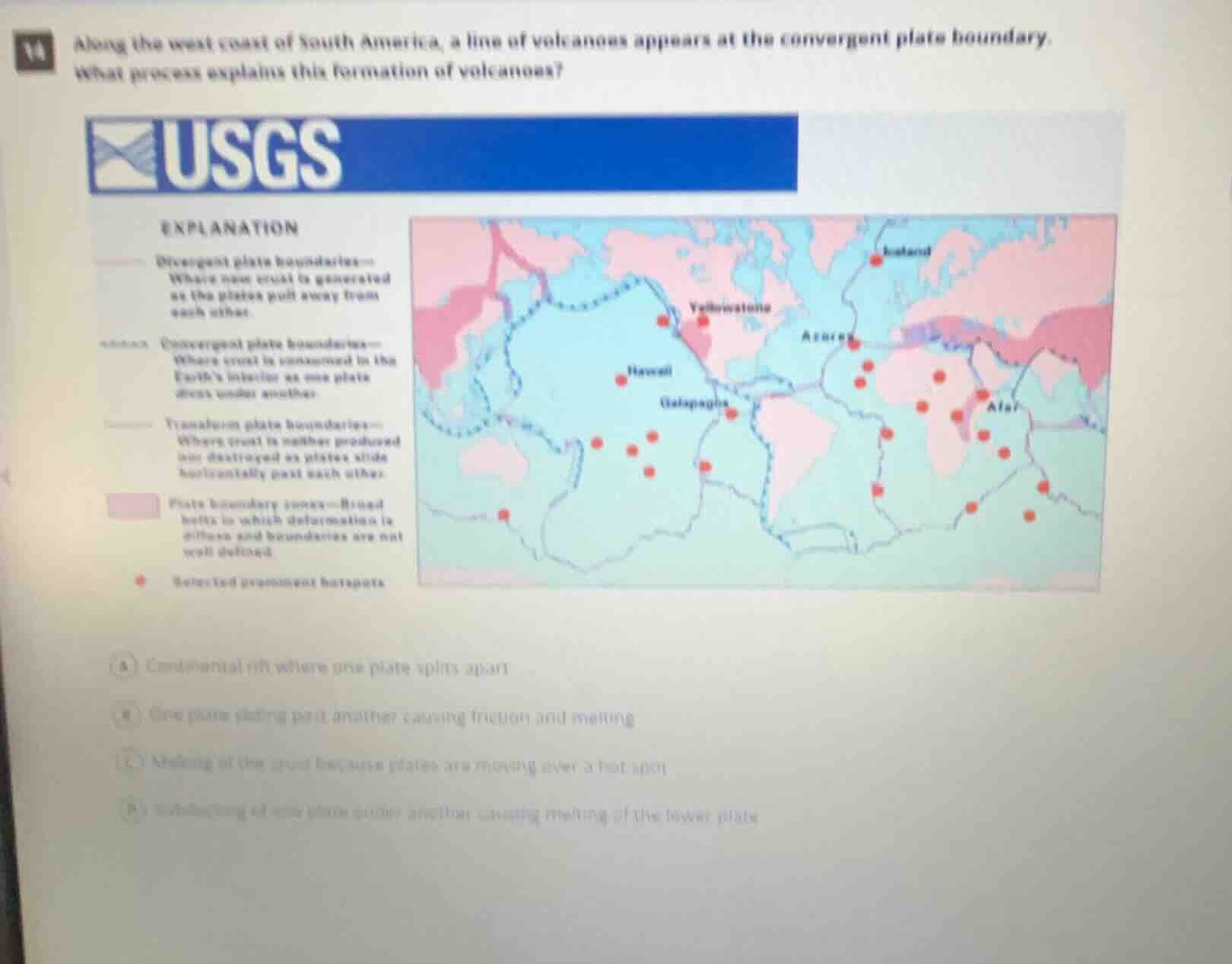 14 along the west coast of south america, a line of volcanoes appears a…