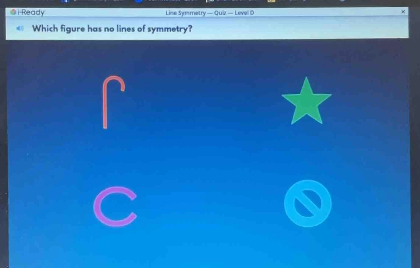 line symmetry — quiz — level d which figure has no lines of symmetry?