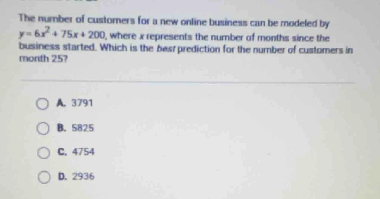 the number of customers for a new online business can be modeled by $y …