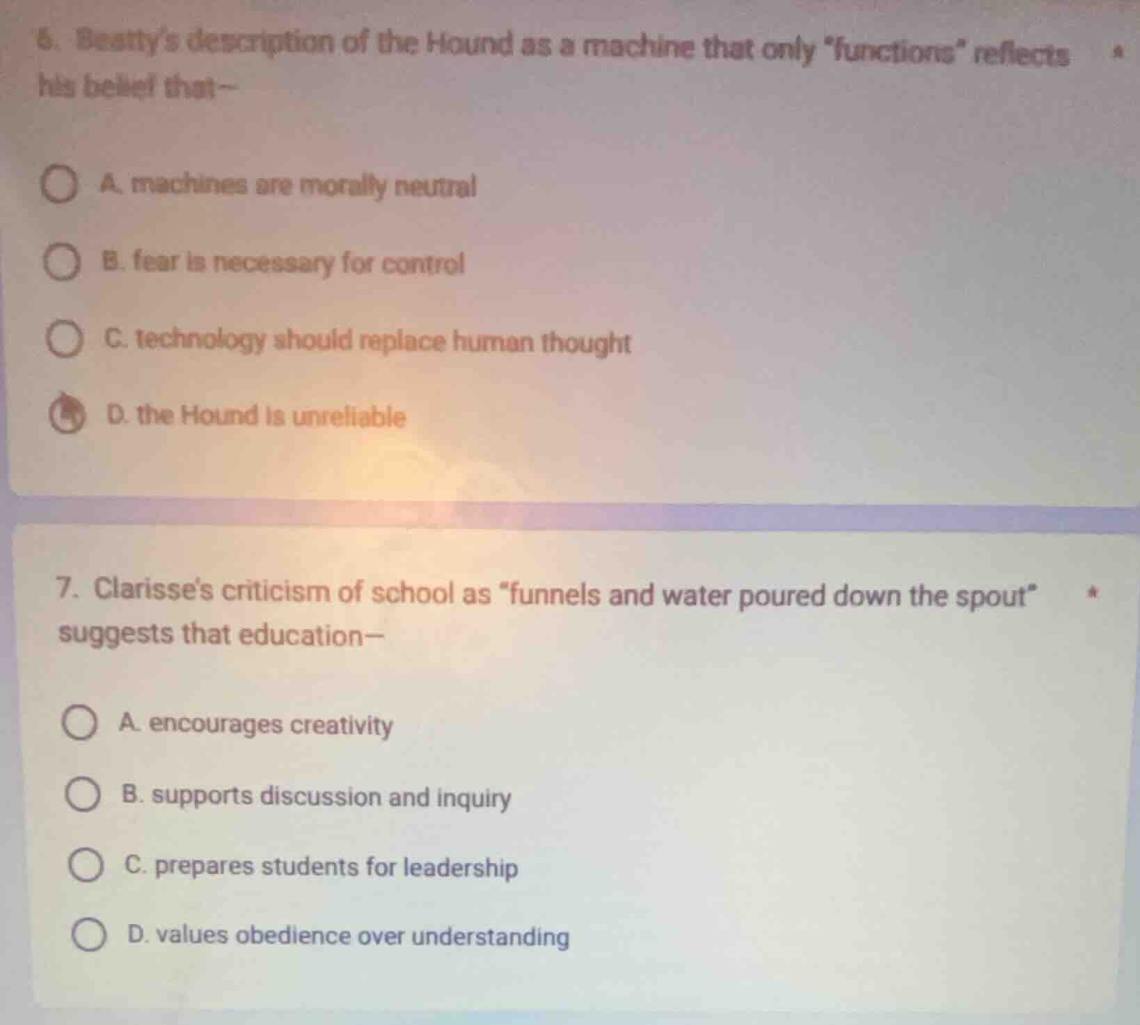 6. beattys description of the hound as a machine that only \functions\ …