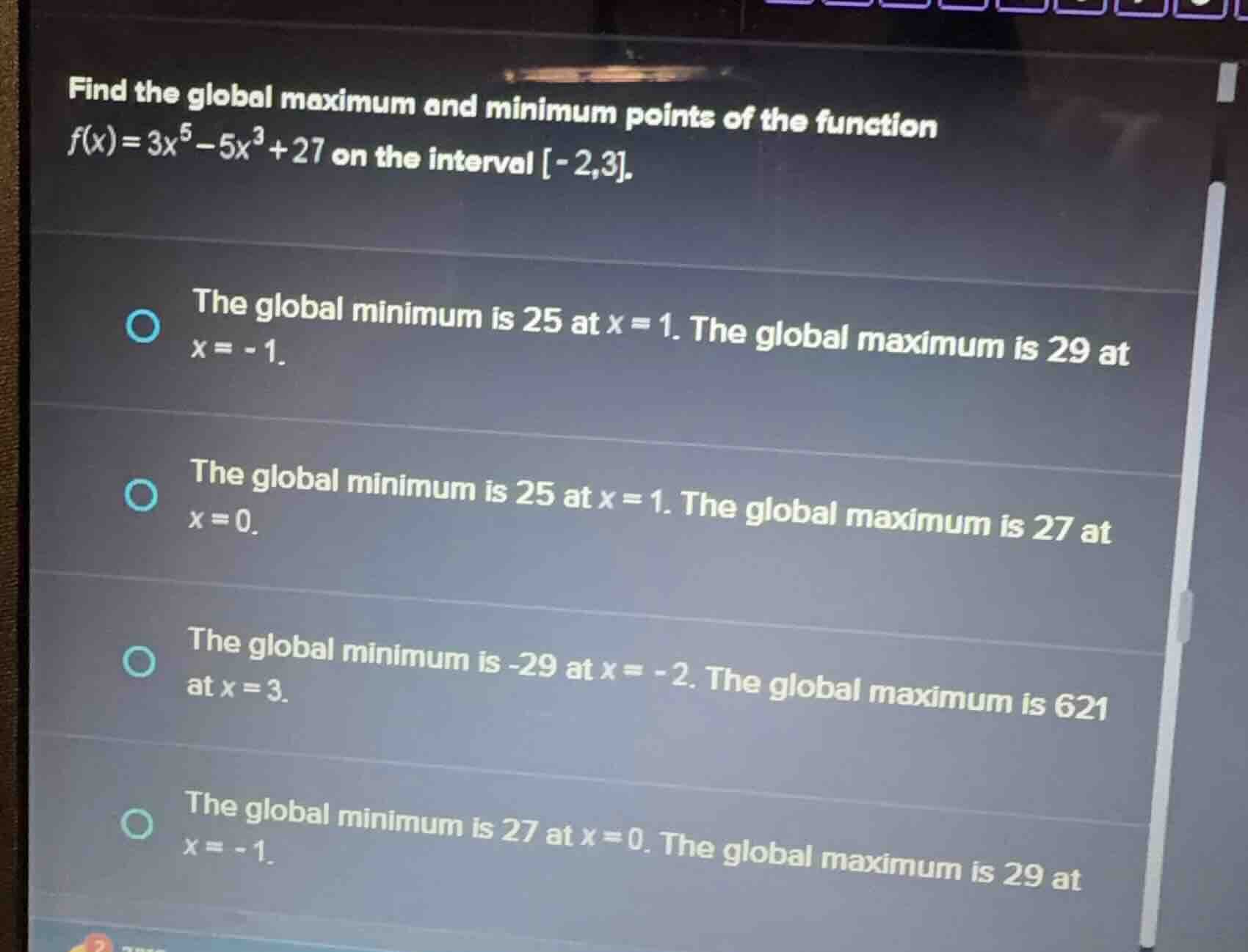 find the global maximum and minimum points of the function $f(x)=3x^5 -…