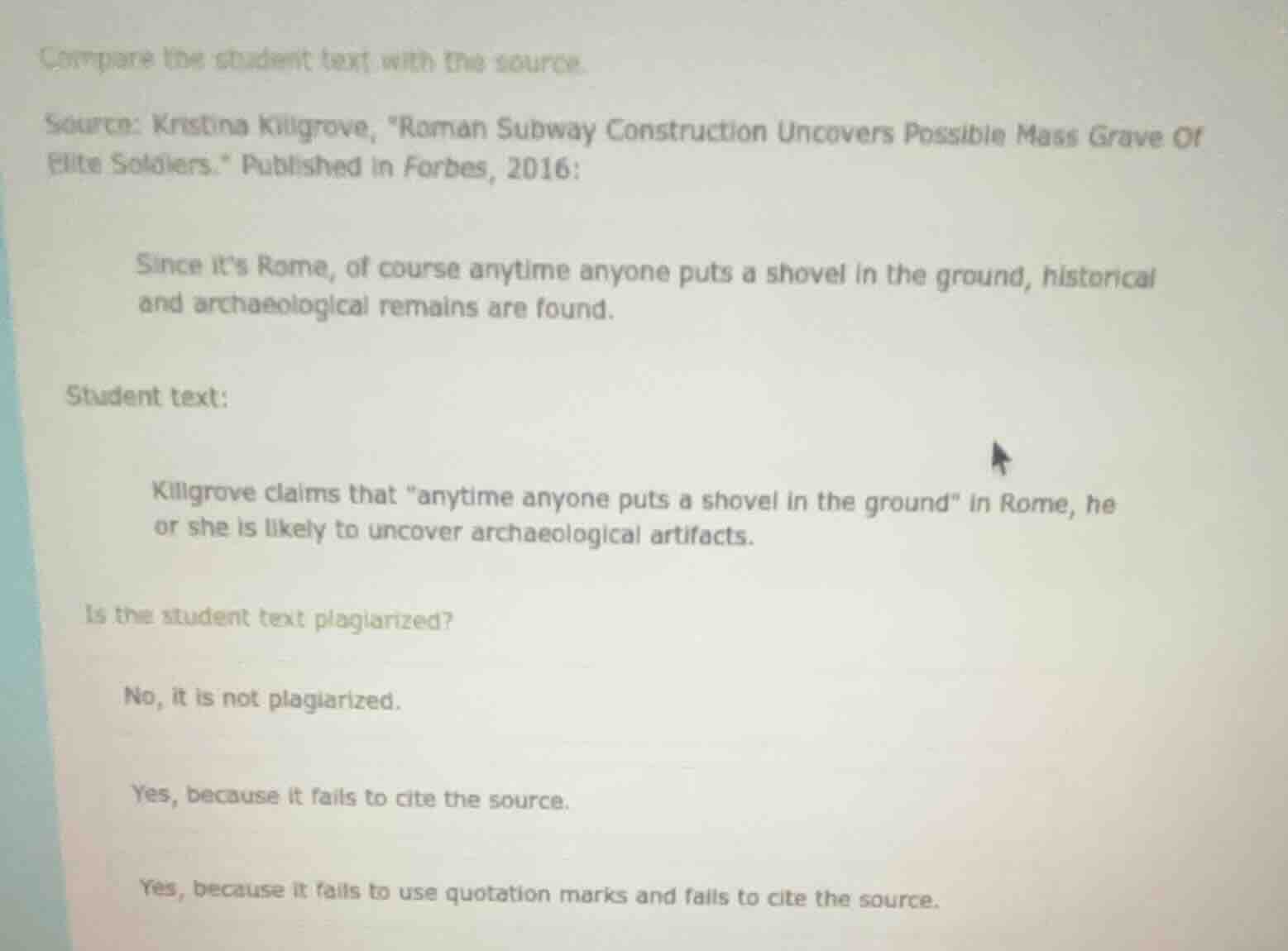 compare the student text with the source. source: kristina killgrove, o…