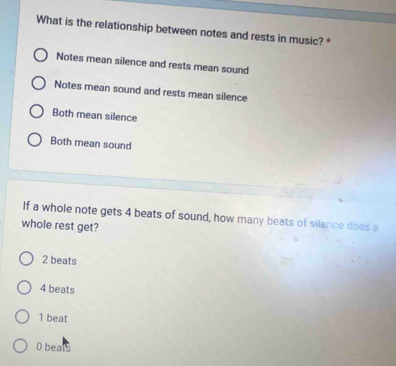 what is the relationship between notes and rests in music? *○ notes mea…