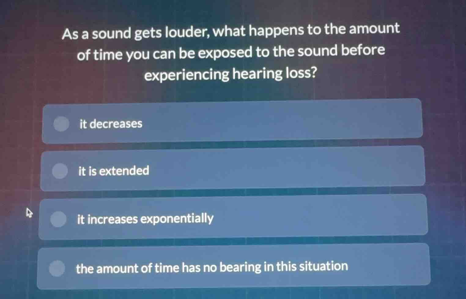 as a sound gets louder, what happens to the amount of time you can be e…