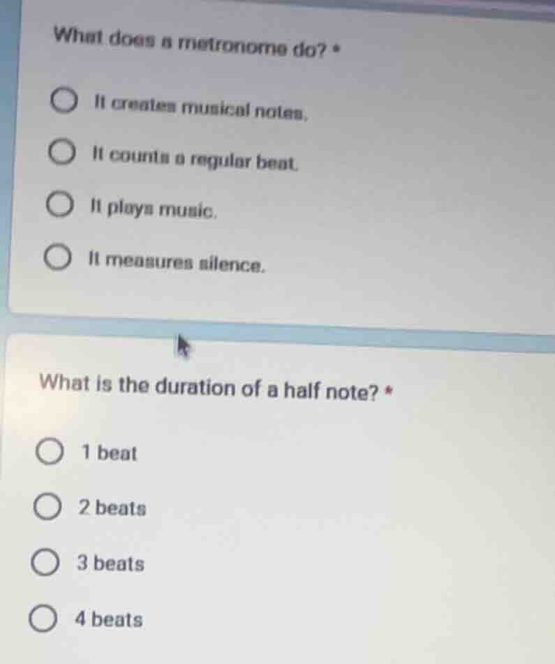 what does a metronome do? * it creates musical notes. it counts a regul…
