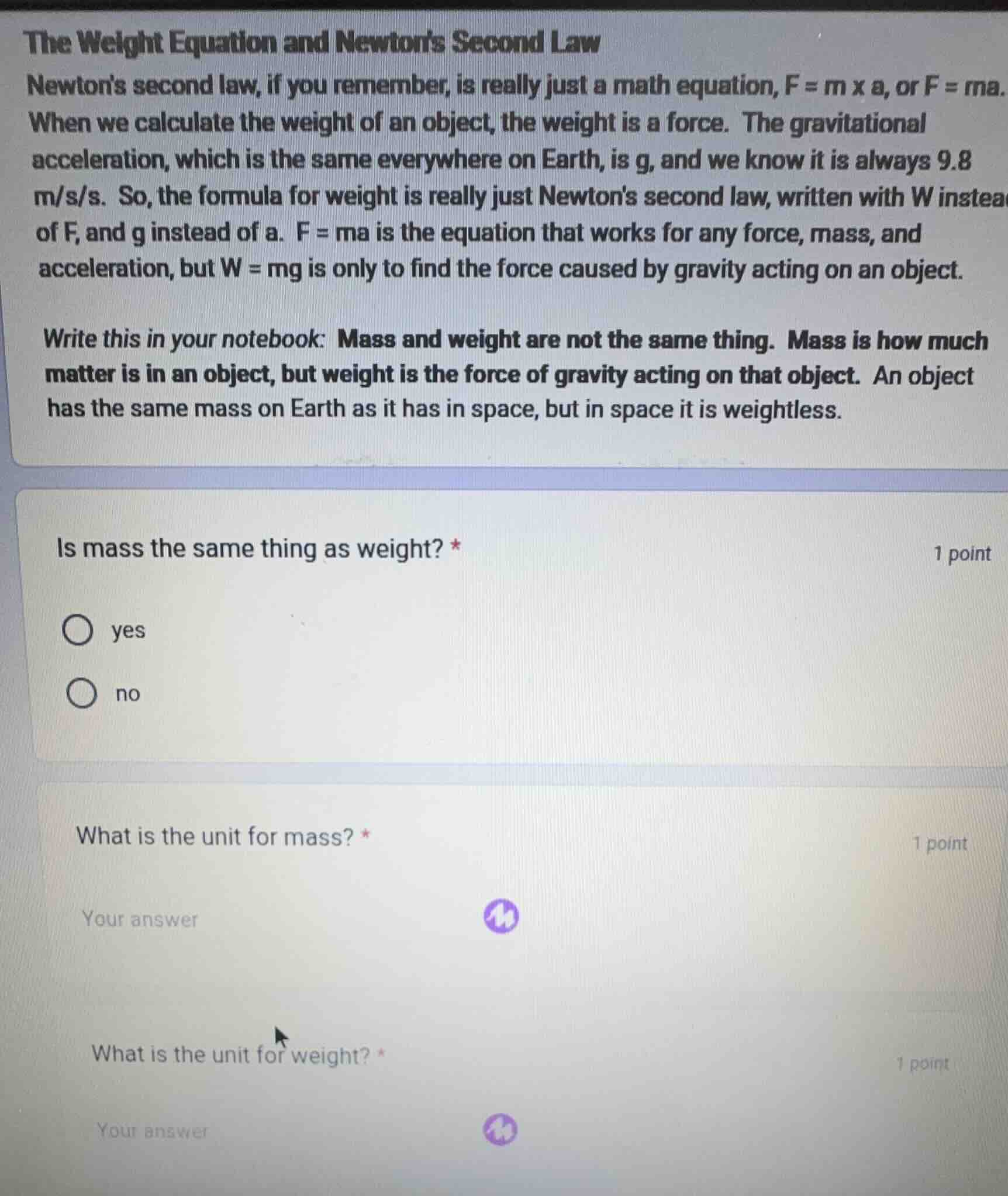 the weight equation and newtons second lawnewtons second law, if you re…