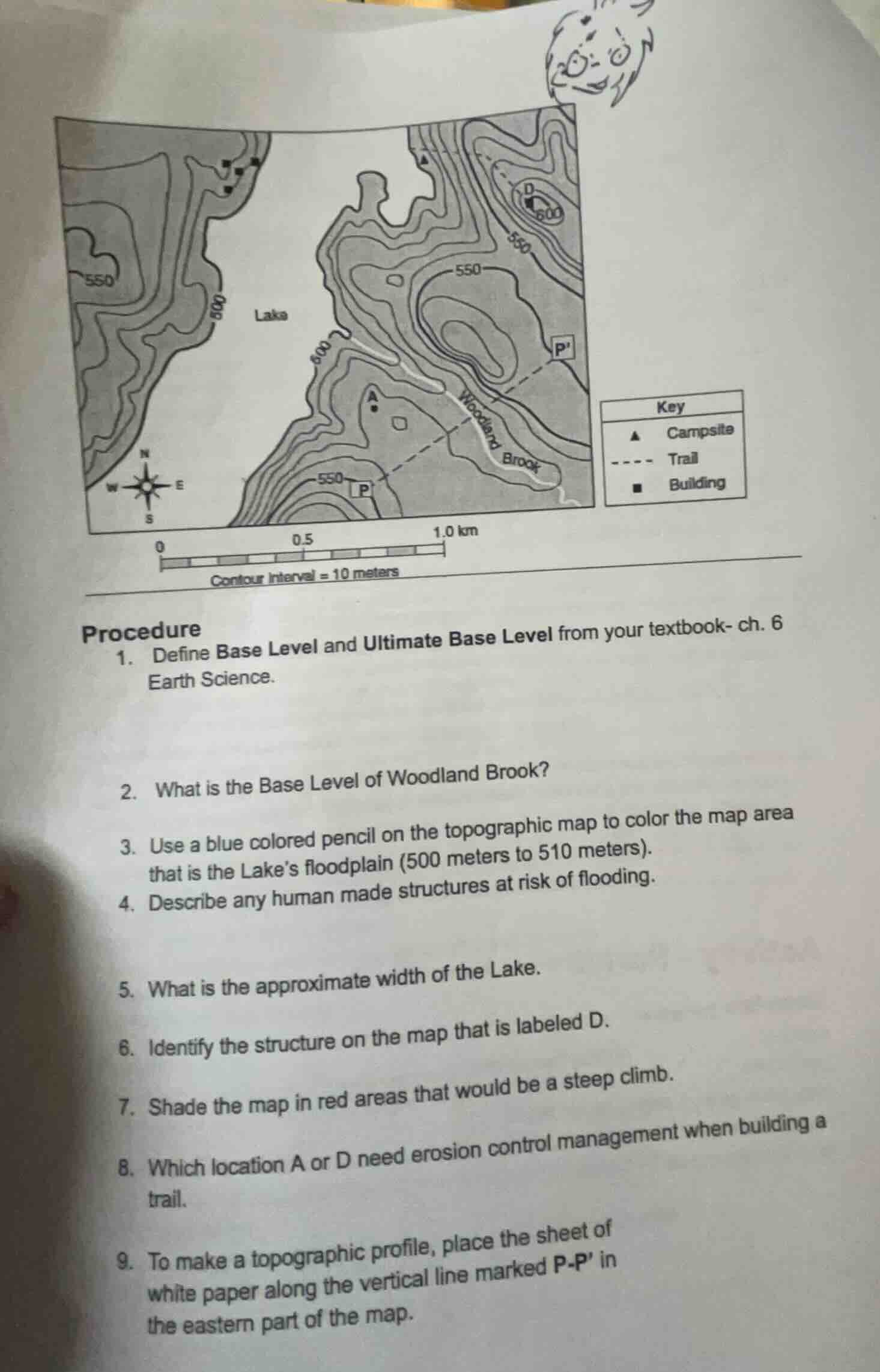 contour interval = 10 meters procedure 1. define base level and ultimat…