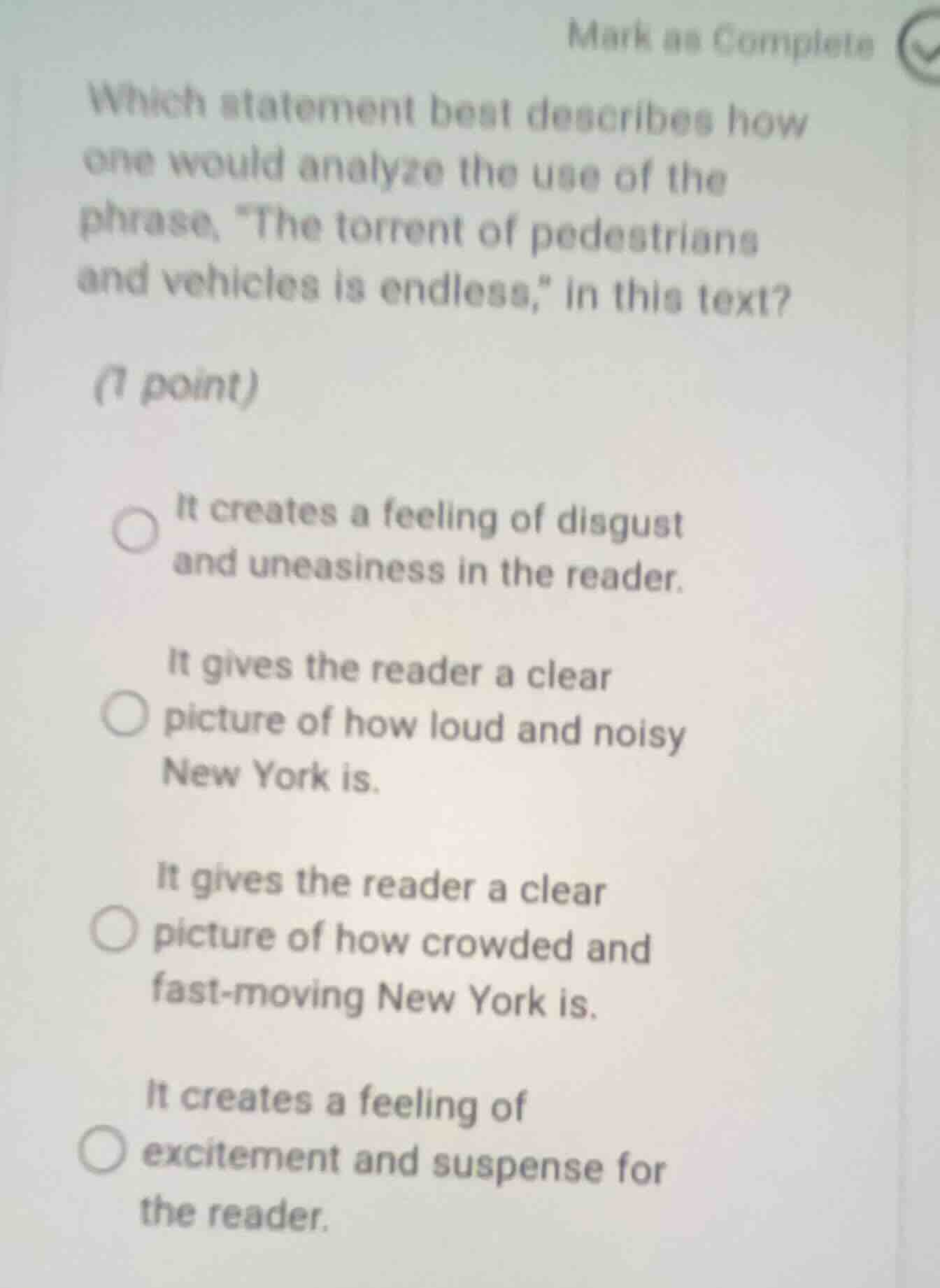 mark as completewhich statement best describes howone would analyze the…