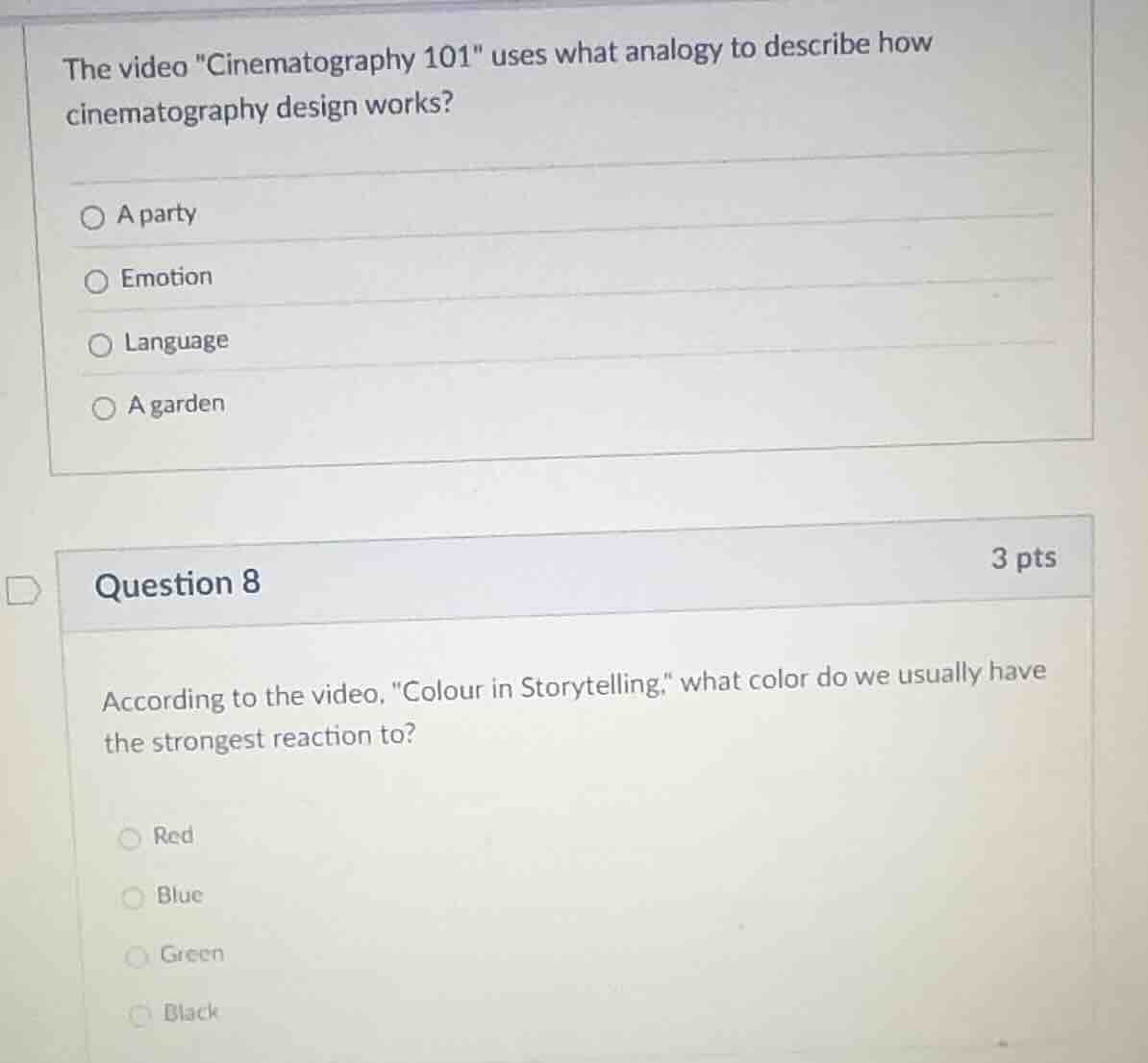 the video \cinematography 101\ uses what analogy to describe how cinema…