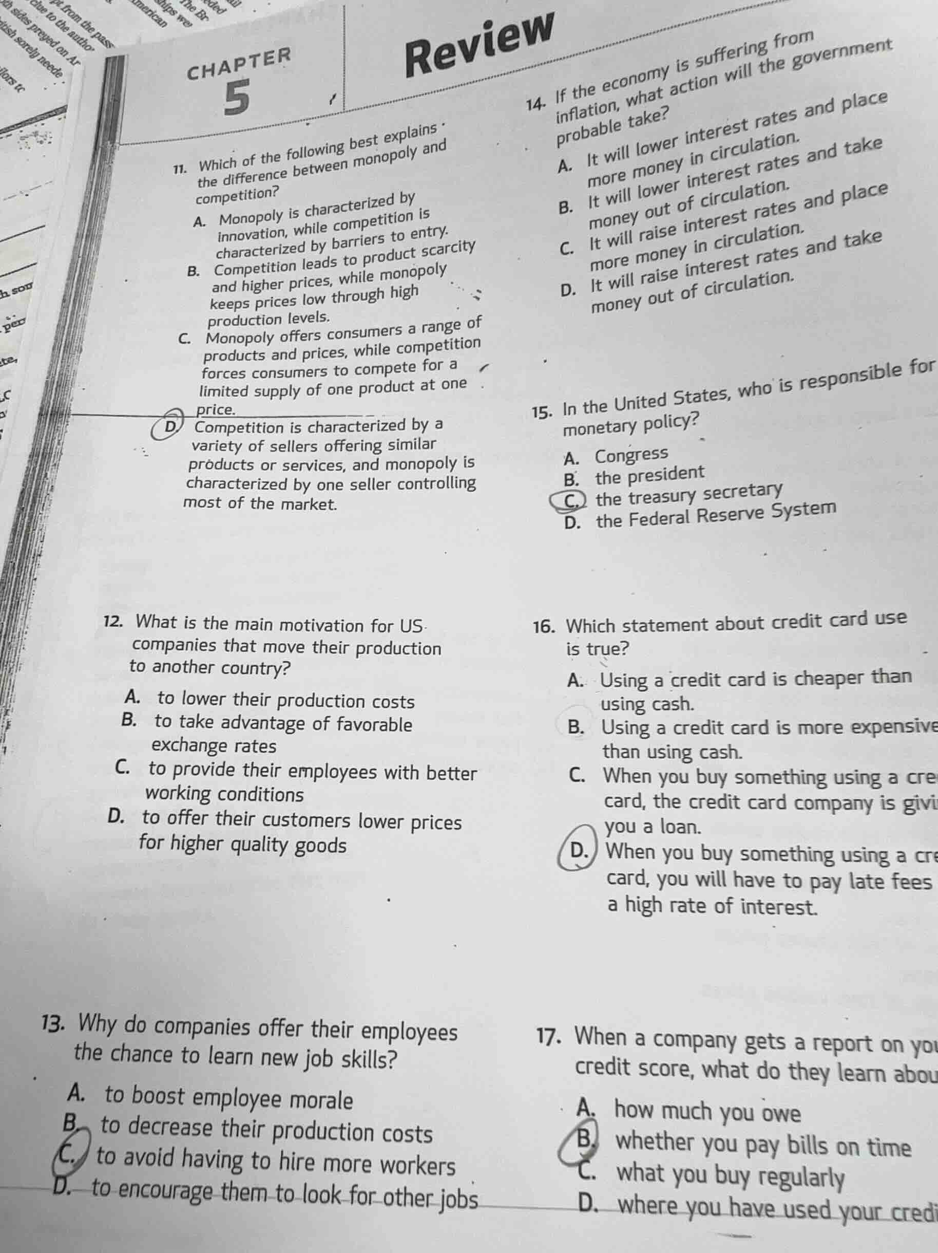 chapter 5 review 11. which of the following best explains the differenc…