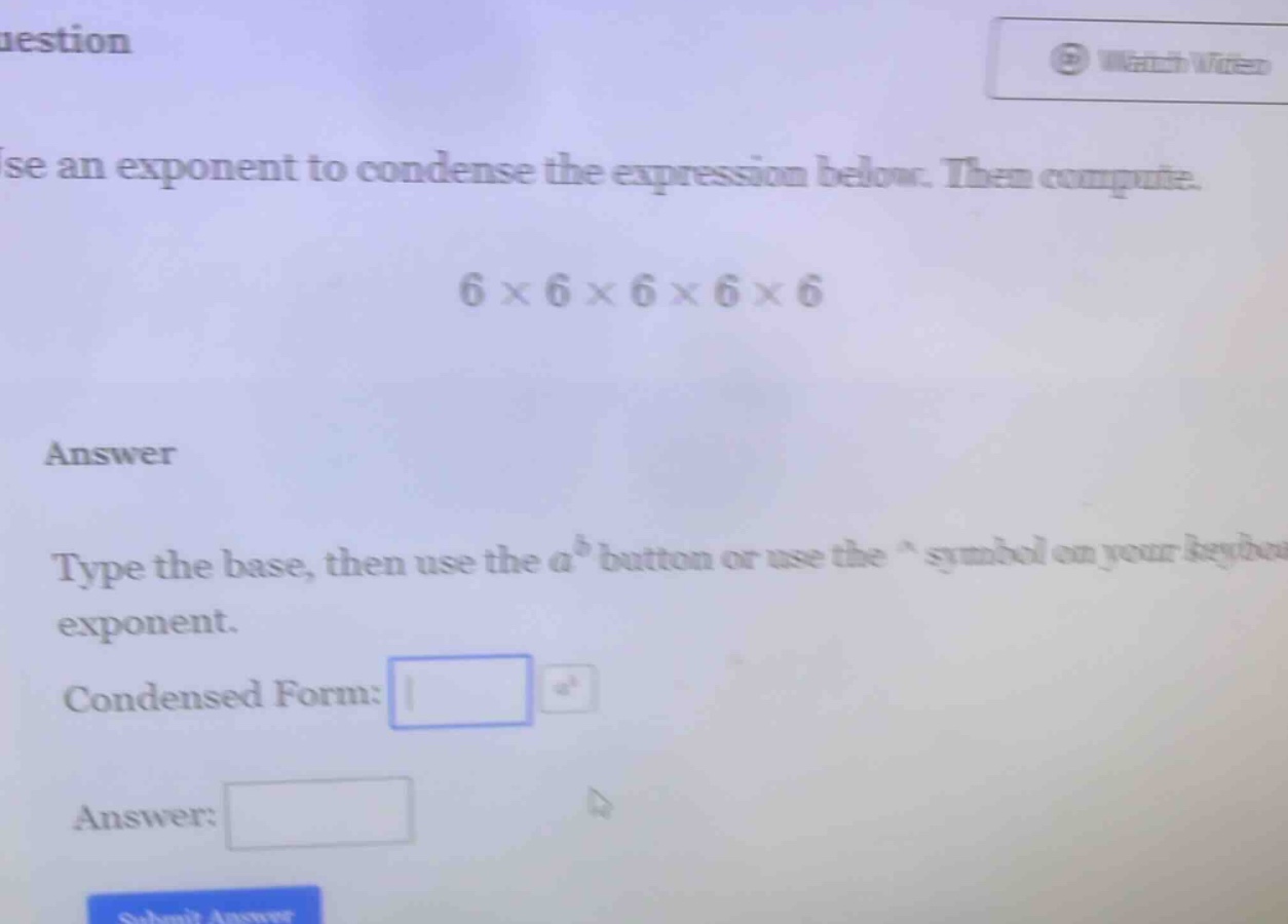 question use an exponent to condense the expression below. then compute…