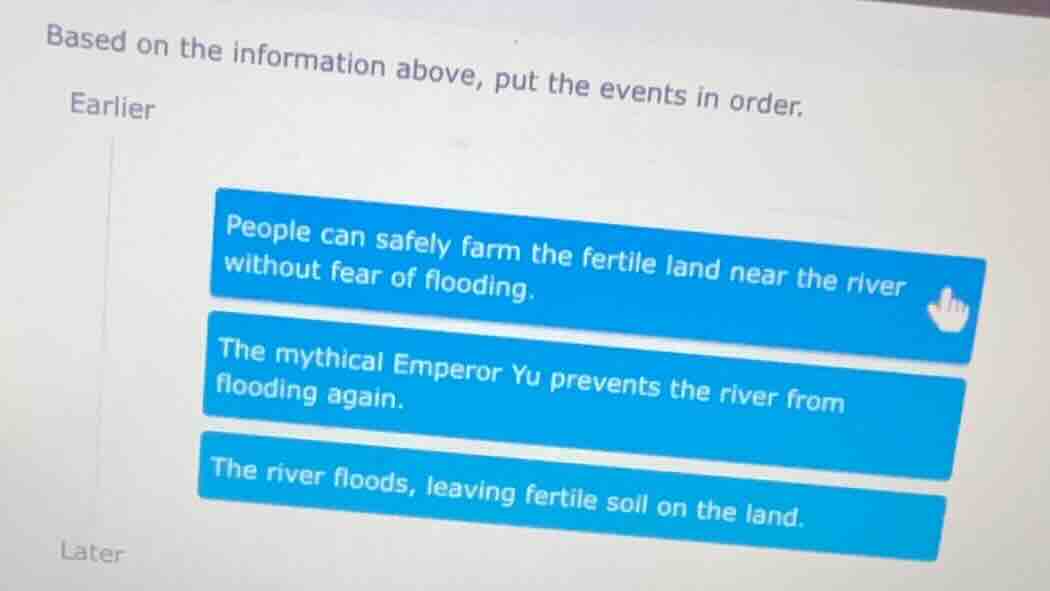 based on the information above, put the events in order. earlier people…