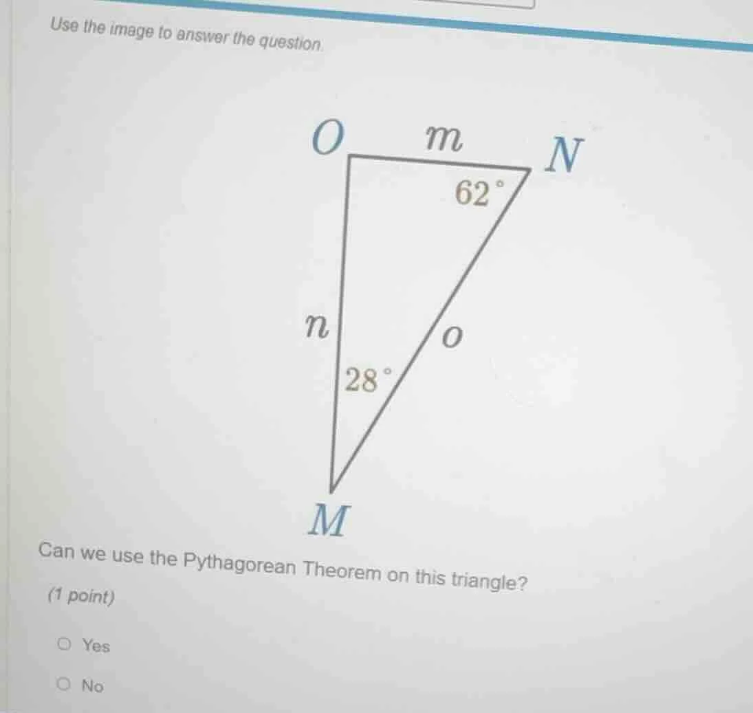 use the image to answer the question.can we use the pythagorean theorem…
