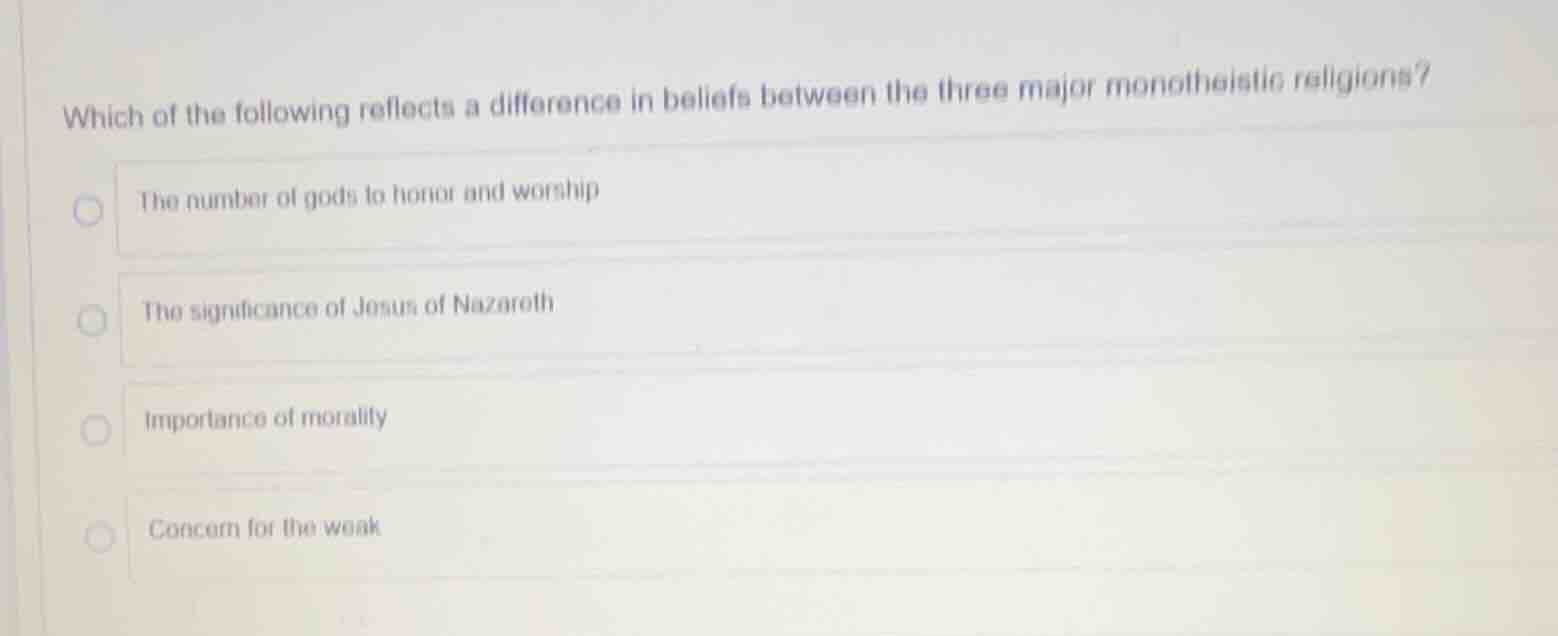 which of the following reflects a difference in beliefs between the thr…
