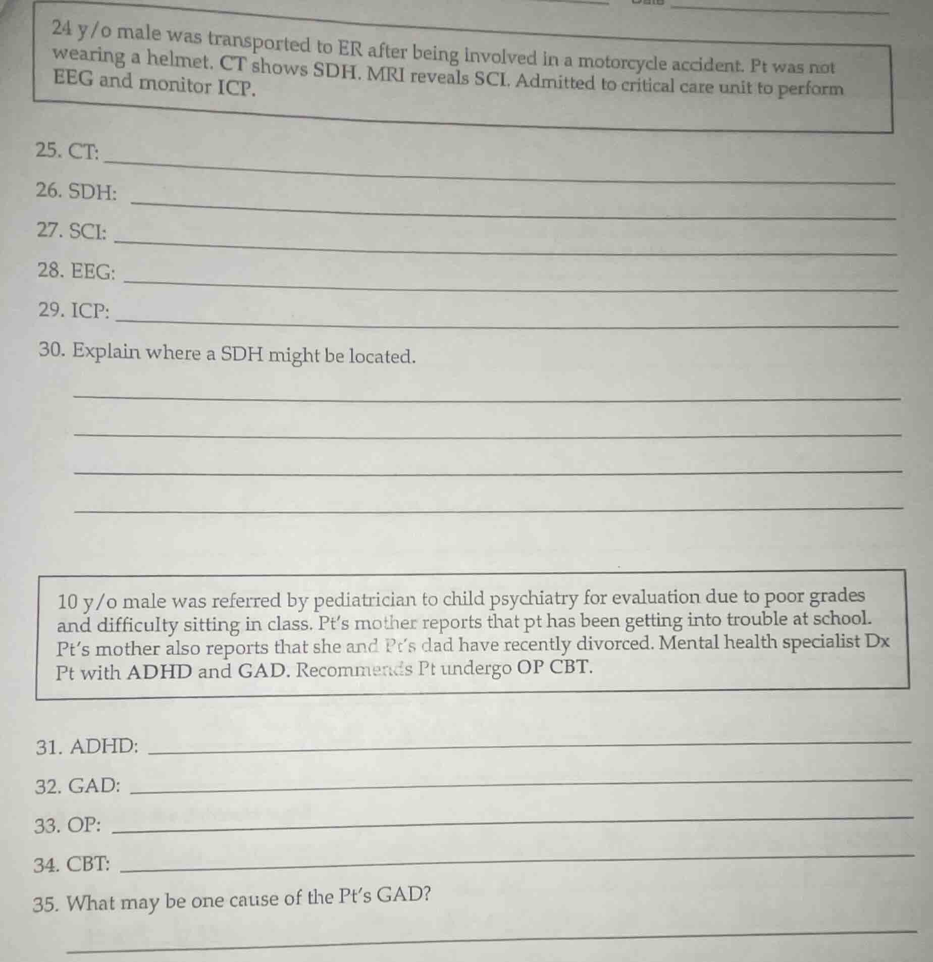 24 y/o male was transported to er after being involved in a motorcycle …