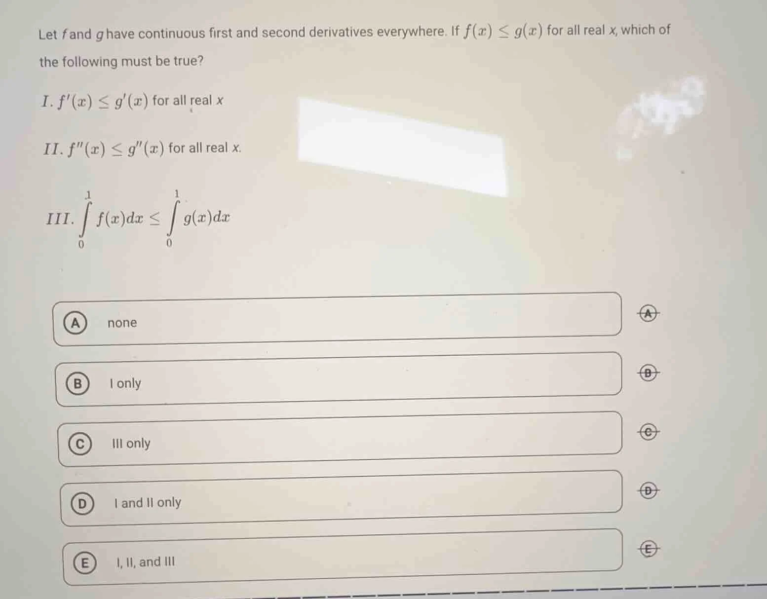 let $f$ and $g$ have continuous first and second derivatives everywhere…