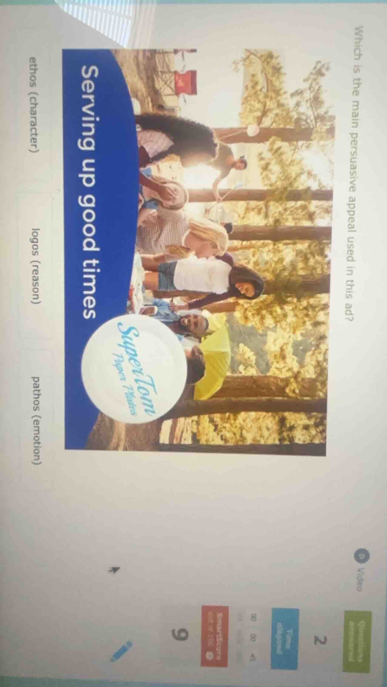 which is the main persuasive appeal used in this ad?ethos (character)lo…