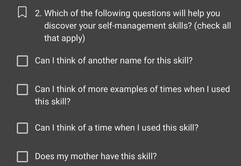 2. which of the following questions will help you discover your self-ma…