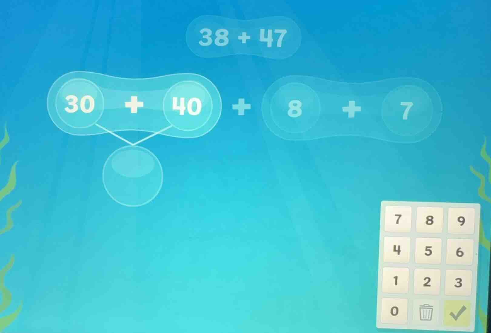 38 + 47 30 + 40 + 8 + 7