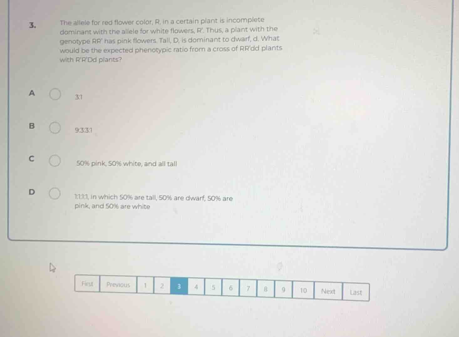 3. the allele for red flower color, r, in a certain plant is incomplete…